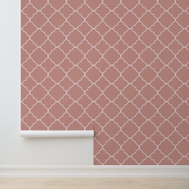 Papier Peint Quatrefoil en terre cuite moderne (Application)