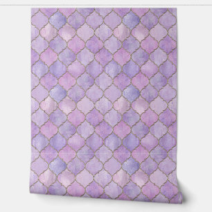 Papier Peint Queue de sirène violette et rose, chambre pour enf