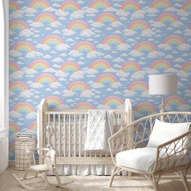 Papier Peint Rainbow and Clouds Nursery (Enfants)