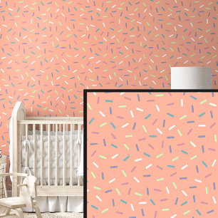 Papier Peint Rainbow Green Aqua Sprinkles, sur Orange