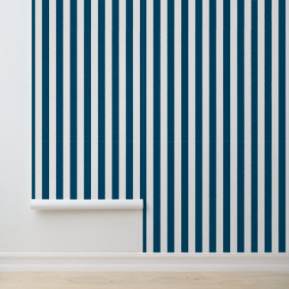 Papier peint rayé bleu blanc océan moderne