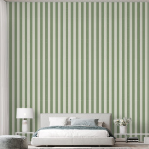 Papier Peint Rayure 3" Terre de Sienne Vert Sauge & Blanc Ivoir