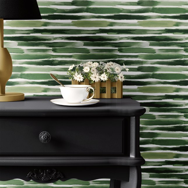 Papier Peint Rayure aquarelle verte (Créateur téléchargé)