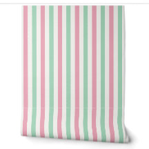 Rayure de nurserie rose, vert menthe et blanc