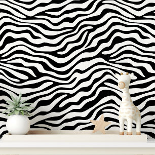Papier Peint Rayure de zèbre noir et blanc