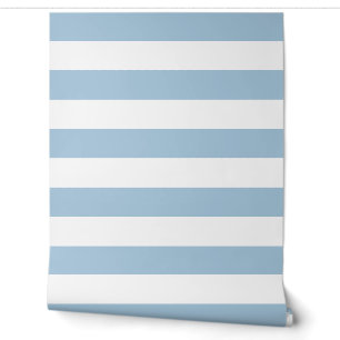 Papier Peint Rayures horizontales larges bleues ciel et blanche