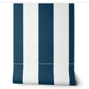 Papier Peint Rayures verticales de 6 pouces bleu marine et blan