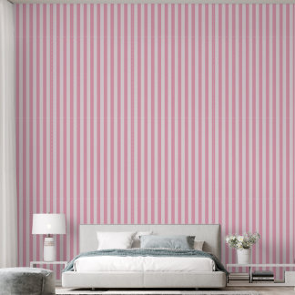 Papier Peint Rayures verticales girly prépa bicolore rose