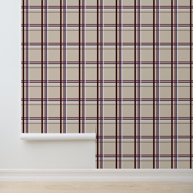 Papier Peint Red and Blue Neutral Plaid (Application)