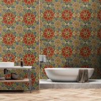 Red Green Blue Faux Gold Motif d'art arabe