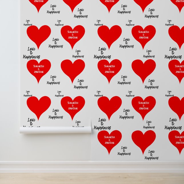 Papier Peint Red Hearts Couple Names (Application)
