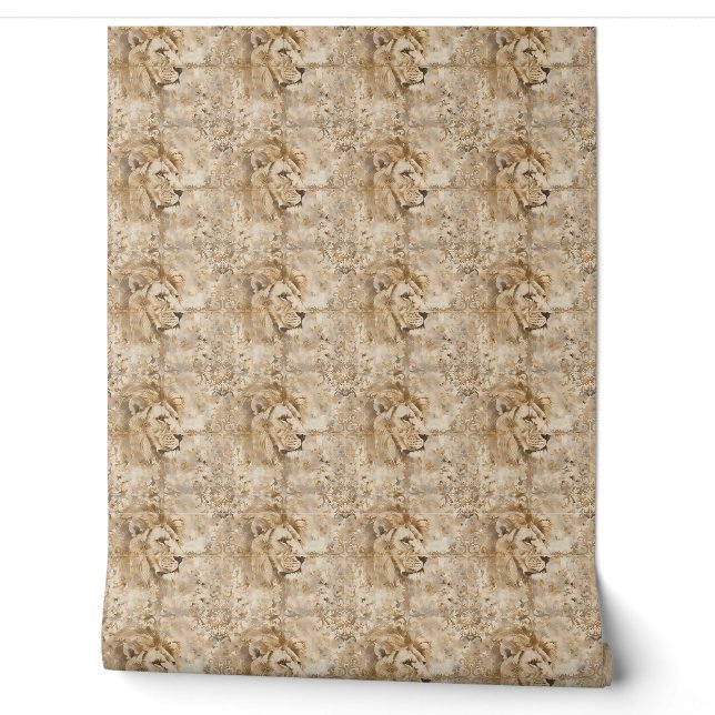 Papier Peint Regal Lion Essence Mini - Or, Beige (Déroulement)