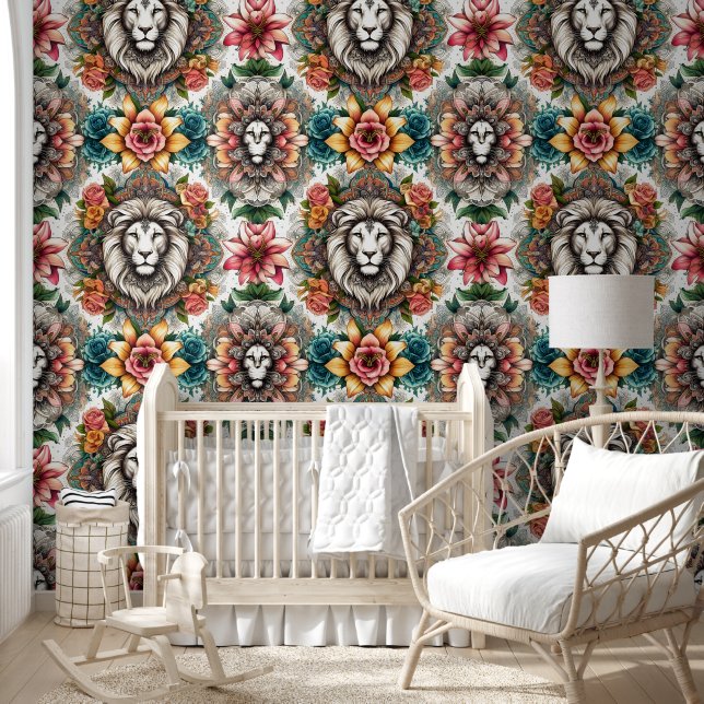 Papier Peint Regal Lion & Floral Bohemian Bliss (Enfants)