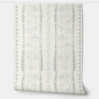 Papier Peint Regency Floral Sophisticated Stripes - Light Gray 