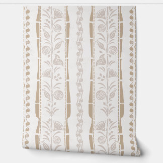 Papier Peint Regency Floral Stripes - Sand Beige - Cream 