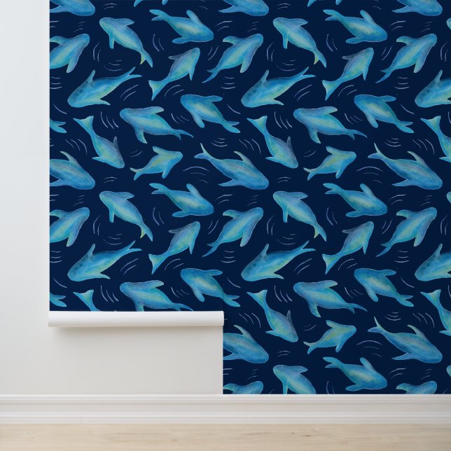 Papier Peint Requin de natation bleu poisson (Application)