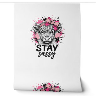 Papier Peint Restez Sassy Vache Highland Rose Gravure Vintage S