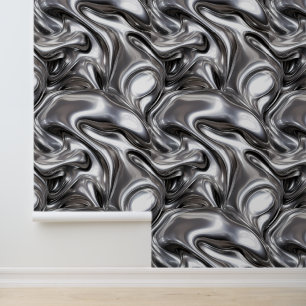 Papier Peint Résumé Motif métallique liquide en argent