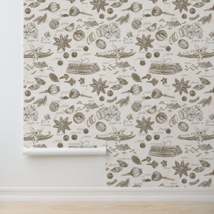 Papier Peint Retro épices Vintages avec noms Cuisine