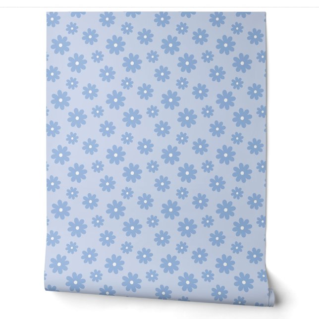 Papier Peint Retro Périwinkle Daisies Floral Nursery (Déroulement)