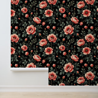 Papier Peint Rêve floral noir