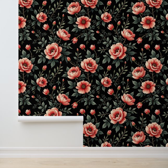 Papier Peint Rêve floral noir (Application)