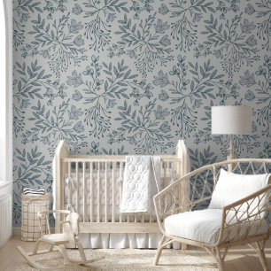 Papier Peint Rêves de Prairie Florale Enchantée L4 Gris Bleu