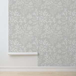 Papier Peint Rêves de Prairie Florale Enchantée L6 Blanc Gris F