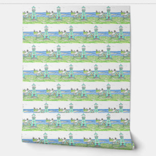 Papier Peint Revêtement du phare; Turquoise