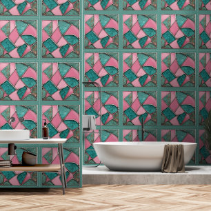 Papier Peint Rhapsodie Abstraite turquoise et rose