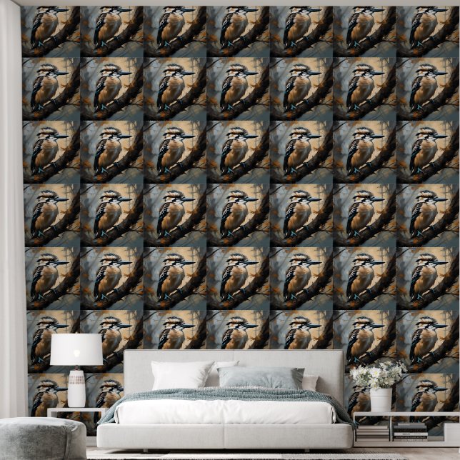 Papier Peint Rires de charme : Kookaburra dans peinture à huile (Chambre à coucher)