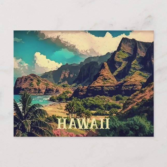 Papier peint Rivage Tropical Hawaï Carte postale  (Devant)
