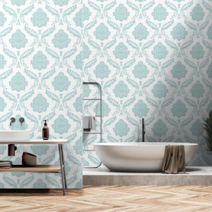 Papier Peint Rococo Damask grand motif Œuf de canard bleu sur b