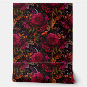 Papier Peint Romantisme d'été vintage Maximalisme Moody Floral