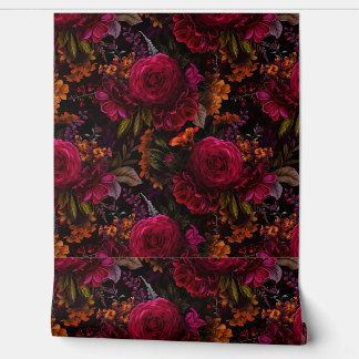Papier Peint Romantisme d'été vintage Maximalisme Moody Floral