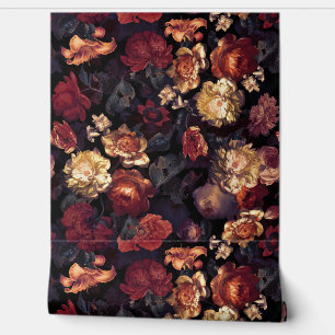 Papier Peint Romantisme nocturne : Maximalisme Moody Florals