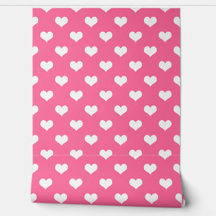 Papier Peint Rose Blanc amour Coeur Motif Design