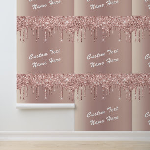 Papier Peint Rose Gold Parties scintillant Nom de texte personn