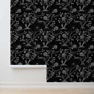 Papier Peint Rose gothique et Motif osseux