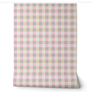Papier Peint Rose, gris et jaune
