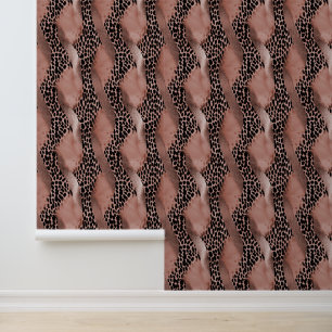 Papier Peint Rose noir léopard d'or animal
