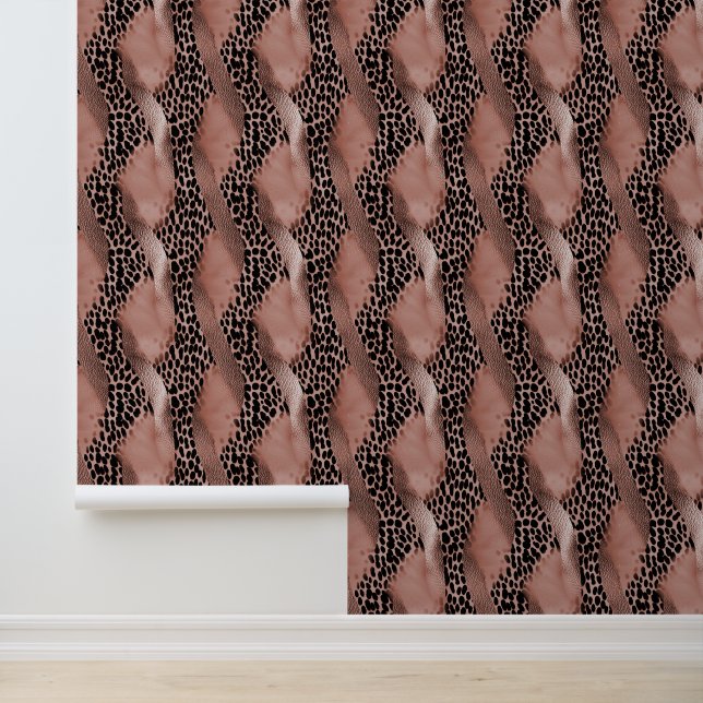 Papier Peint Rose noir léopard d'or animal (Application)