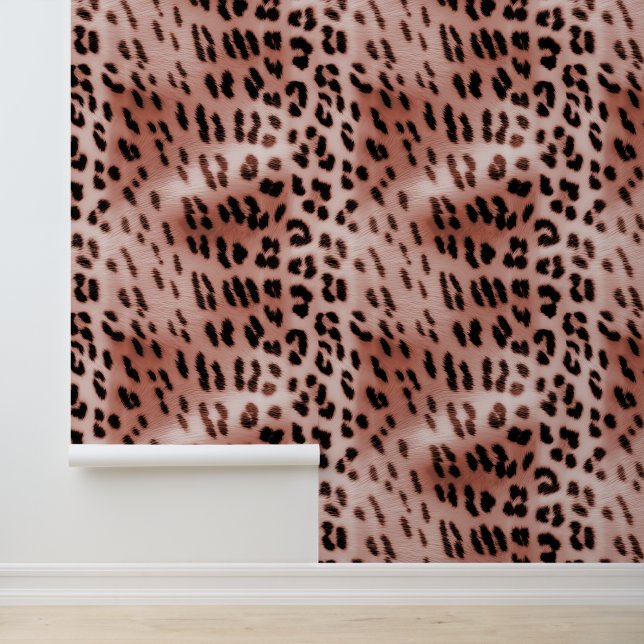 Papier Peint Rose or rose léopard animal (Application)