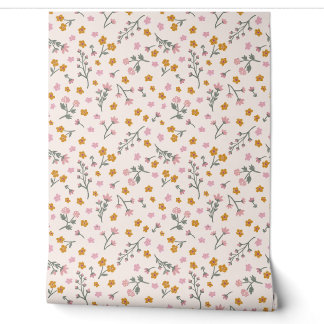 Papier Peint Rose Pâle Jaune Floral Grandmillennial Ditsy