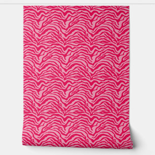 Papier Peint Rose sur zèbre rose rayé