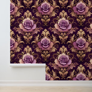 Papier peint Rose violet et doré