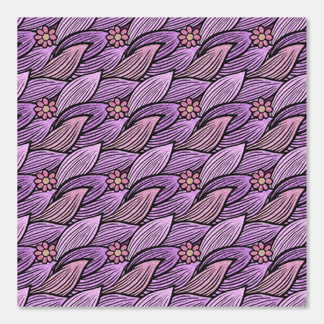 Papier Peint Rose Violet Rétro Mignon Motif Floral Fleurie Fémi (Recto)