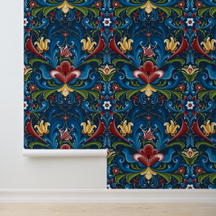 Papier Peint Rosemaling, l'art folklorique scandinave 