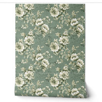 Roses chic chic floral pastel vert ivoire pastel