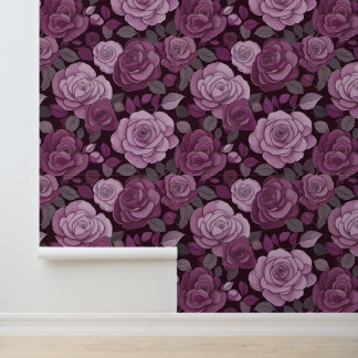 Papier Peint Roses floraux gris rose